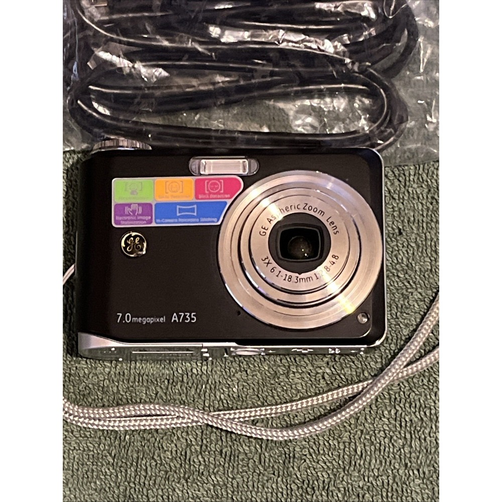 General Imaging GE A735 7.0MP Compact Digital Camera Black Tested